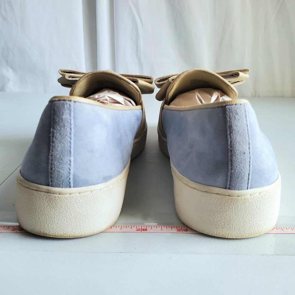 Michael Kors Collection Blue Suede Sneaker Shoe 9 M Bow Slip On Coastal Casual - Picture 4 of 12